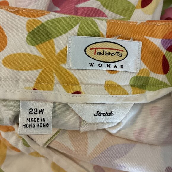 Talbots Womens Pants Floral Print Stretch Pull On Cropped Slim Fit Size 22W - Picture 7 of 10
